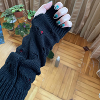 Nowe cieplejsze zimowe rękawiczki damskie stylowe rękawiczki dziewczęce ramię szydełkowe dziewiarskie Hollow Heart Mitten ciepłe rękawiczki bez palców 4